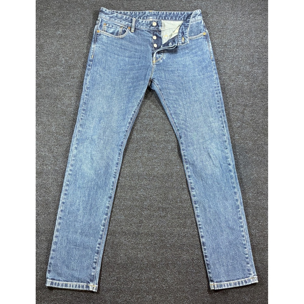 Buck Mason Maverick Slim Jeans Mens 33x34 [Fits 33x33] Button Fly Double Dipped